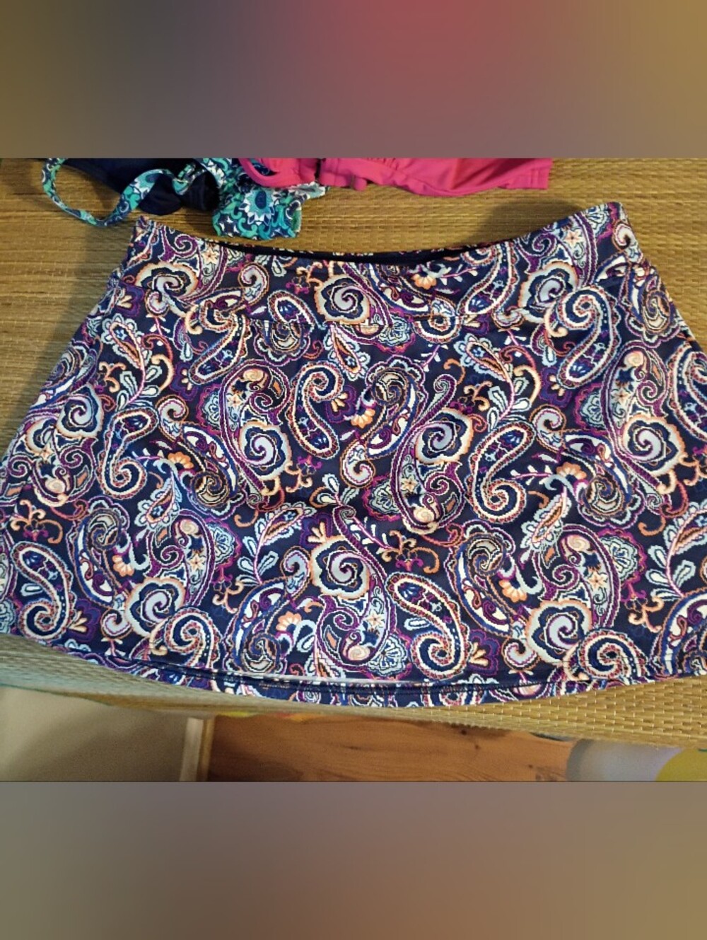 Lands' End Paisley Skirt in Purple and Teal Accents